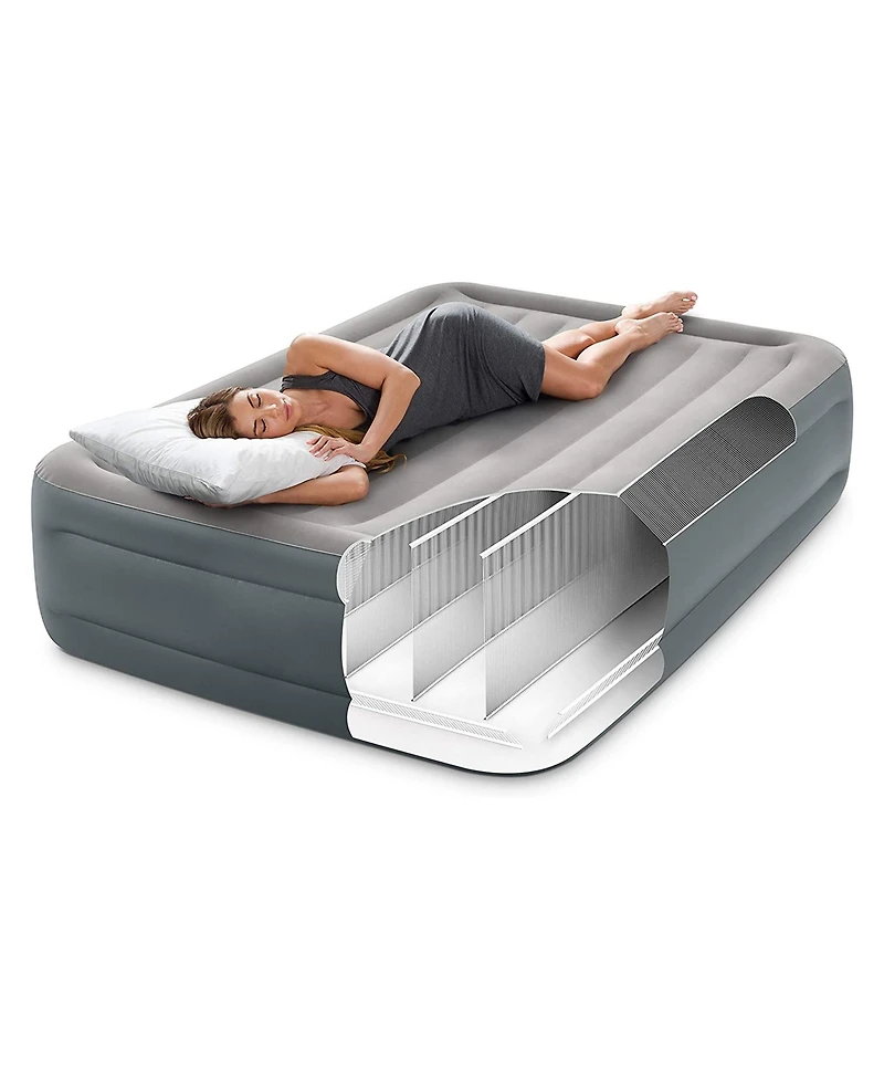 Intex Dura Beam Essential Rest Blow Up Queen Mattress Air Bed with Built In Pump