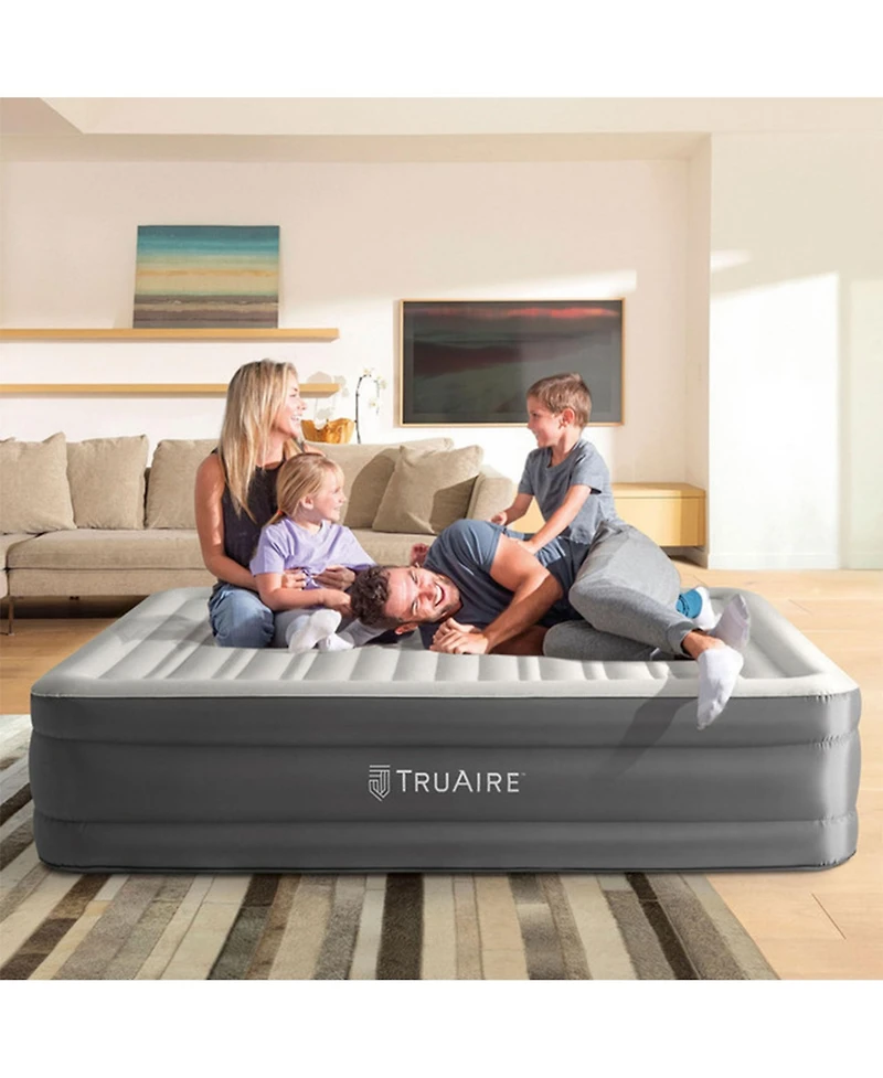 Intex TruAire Luxury Queen Air Mattress Airbed w/ Lumbar Support & Built in Pump