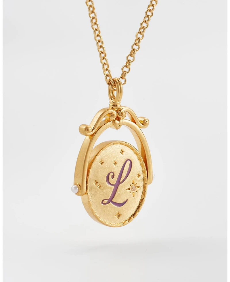 Fable England L Initial Lavender Spinner Chain Necklace