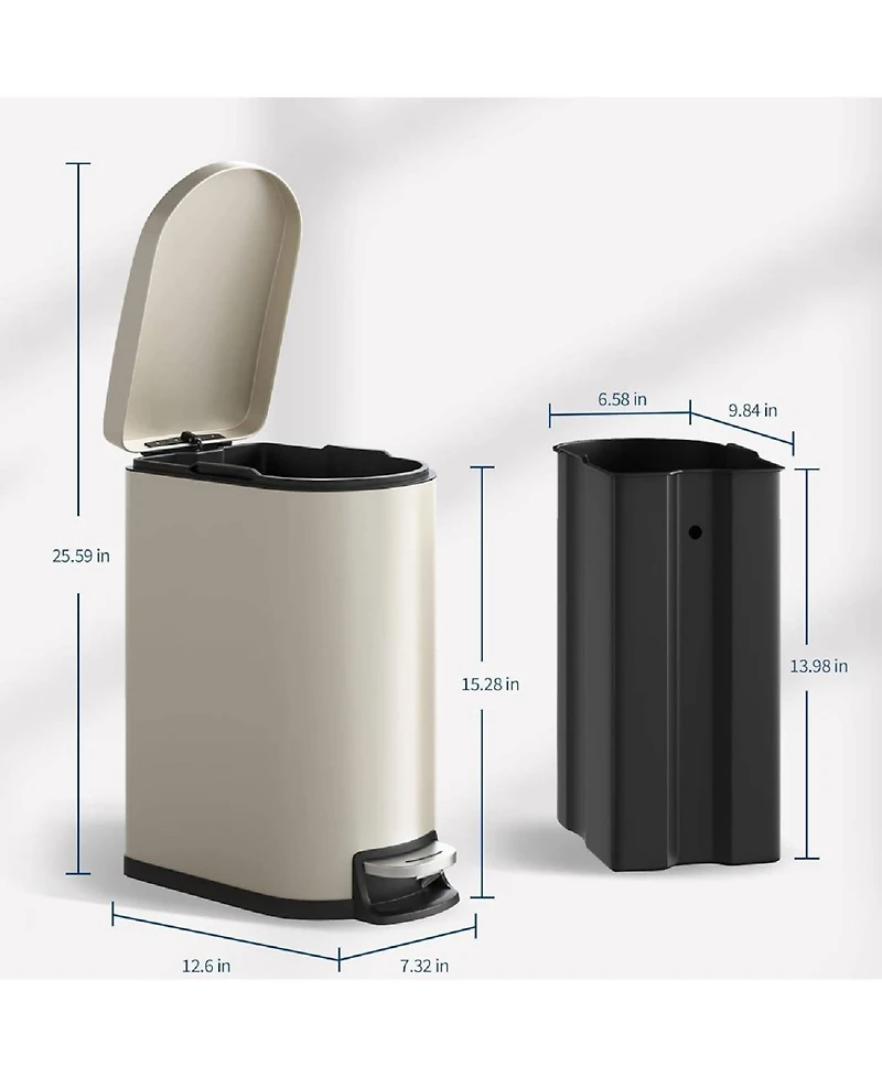 Gaomon Stainless Steel Step-on Trash Can, Slim Kitchen Garbage Bin
