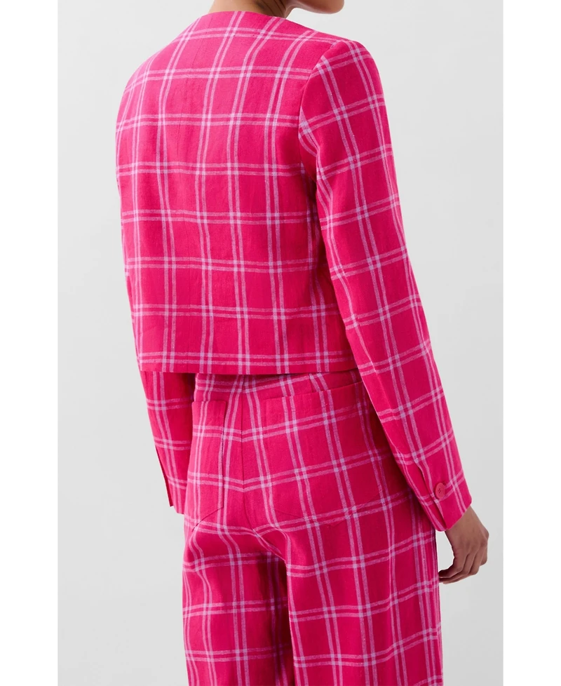 Scalpers Women's Linen Check Blazer