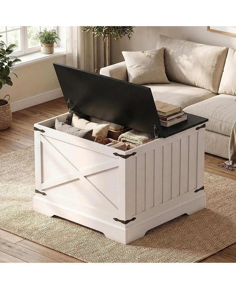 Gymax 31.5'' Farmhouse Lift Top Coffee Table w/Hidden Storage Compartment for Home