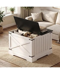 Gymax 31.5'' Farmhouse Lift Top Coffee Table w/Hidden Storage Compartment for Home