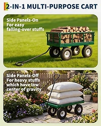 gaomon 1000 lbs Heavy Duty Steel Garden Cart with Removable Mesh Sides 13in All-Terrain Pneumatic Tires Utility Wagon with 180 Rotating