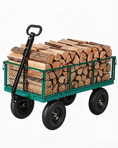gaomon 1000 lbs Heavy Duty Steel Garden Cart with Removable Mesh Sides 13in All-Terrain Pneumatic Tires Utility Wagon with 180 Rotating