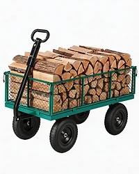 gaomon 1000 lbs Heavy Duty Steel Garden Cart with Removable Mesh Sides 13in All-Terrain Pneumatic Tires Utility Wagon with 180 Rotating