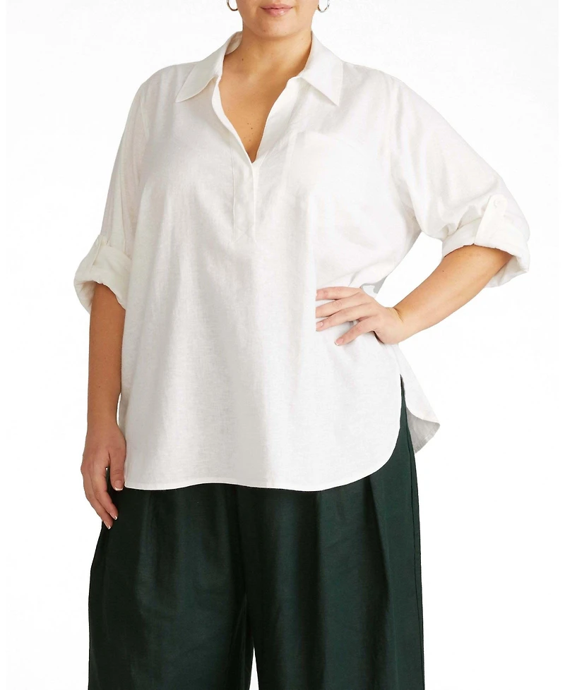 Universal Standard Plus Button Back Stretch Cupro Polo Shirt