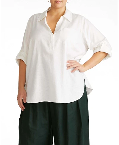 Universal Standard Plus Button Back Stretch Cupro Polo Shirt