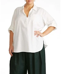 Universal Standard Plus Button Back Stretch Cupro Polo Shirt