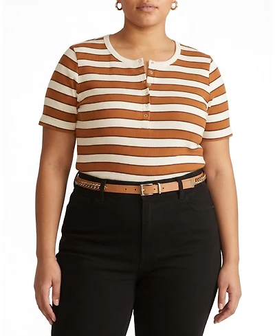 Universal Standard Plus Henley Short Sleeve Ribbed Tee