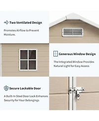 gaomon Plastic Outdoor Storage Shed with Floor and Window, Resin Garden Shed with Lockable Door, Double Wall Panels, Vents and Sloped Roof