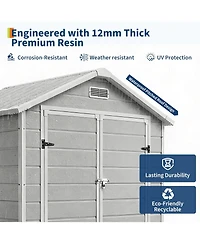 gaomon 6x4 Feet Plastic Outdoor Storage Shed with Floor and Window, Resin Garden Shed with Lockable Door, Double Wall Panels, Vents and Sloped Roof