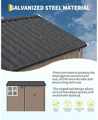 gaomon 6x8 Feet Outdoor Storage Shed, Metal Garden Tool Shed with Lockable Door, Window and Vents, Galvanized Steel Frame, Sloped Roof Utility Storage