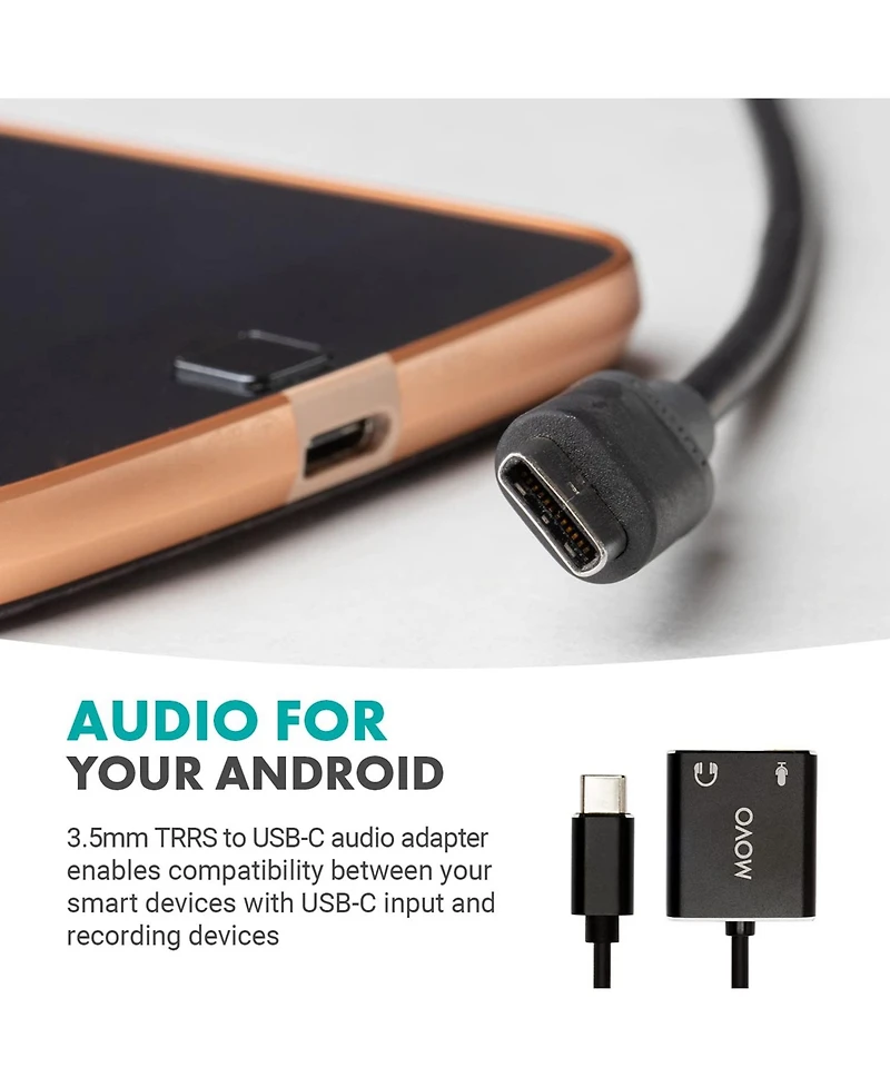 Movo Usbc-AC2 Trs Mic. to Usb-c Stereo Audio Sound Card