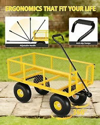 gaomon Heavy Duty Steel Garden Cart 500 Lbs Capacity 3-in-1 Wagon with 10-Inch All-Terrain Tires for Gardening Soil and Tool Transport