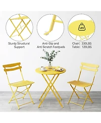 gaomon Folding Patio Bistro Set, Metal Table and Chairs, Outdoor Indoor Space Saving Bistro Furniture for Balcony, Garden