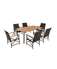 Clihome 7-Piece Outdoor Dining Set with Acacia Wood Table