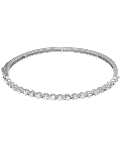 Macy's Lab Grown White Sapphire (3.15 ct. t.w.) Bangle Bracelet in Sterling Silver