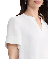 Jones New York Women's Mandarin Collar Short-Sleeve Blouse