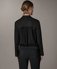 Donna Karan New York Petite Mix Media Zipper Jacket