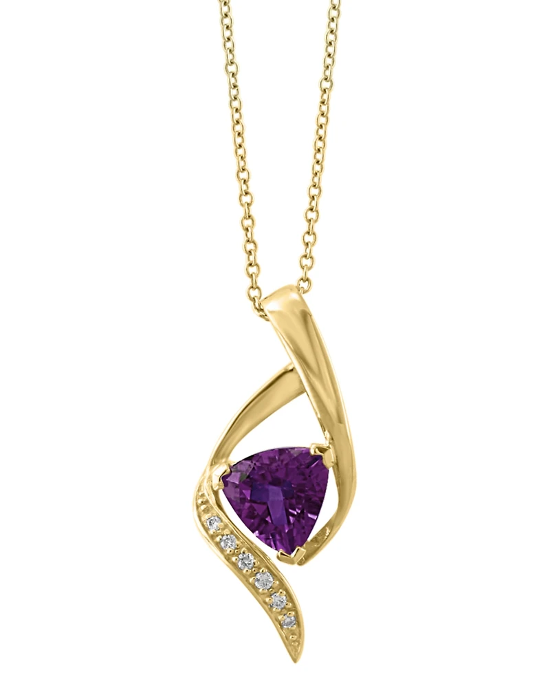 Effy Collection Amethyst (1-3/8 ct. t.w.) & Diamond (1/20 ct. t.w.) Pendant Necklace in Gold Over Sterling Silver