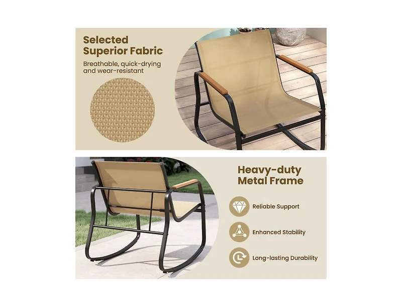 Boyel Living 3 Piece Rocking Bistro Chairs and Side Table Set with Storage Bag
