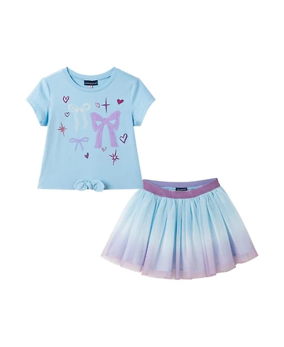 Andy & Evan Toddler (2T-6X) Ombre Tie Front Tee and Tutu Skirt Set