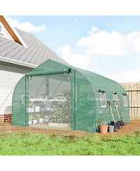 Outsunny Walk-in Tunnel house with Shelves, Plant Hot House,