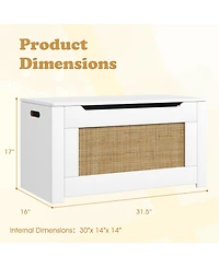 Slickblue Kids Rattan Toy Storage Box with Flip Top Lid and Safety Hinge Handles