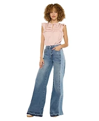 KanCan Women's Clover High Rise Wide Leg Jeans