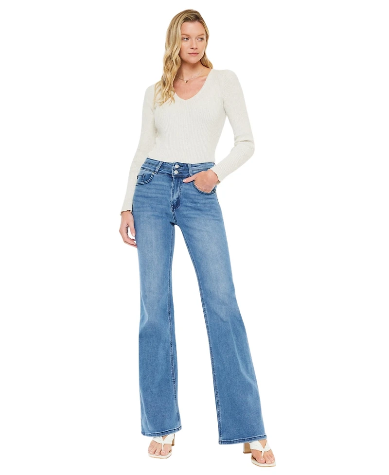 KanCan Essential Women's Onyx Ultra High Rise Wide Flare Jeans