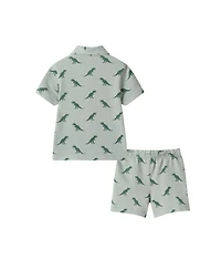 Andy & Evan Toddler Boys Stripe Dino Short Sleeve Cabana Set