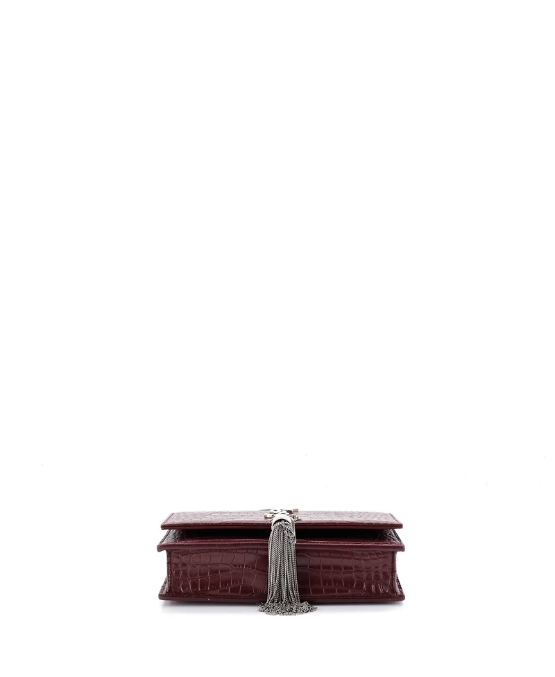 Pre-Owned Saint Laurent Classic Monogram Tassel Chain Wallet Embossed Leather