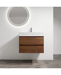 Sillysis Inch Wall Mounted Bathroom Vanity with Resin Sink, Soft Close Drawers