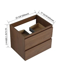 Sillysis 23 Inch Wall Mounted Bathroom Vanity Cabinet with Soft Close Drawers, Wood Grain Plywood for Modern
