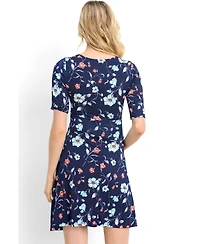 Hello Miz Maternity Floral Short Sleeve Nursing Dress with Waist Tie