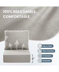 Pocassy Outdoor Deep Seat Cushion Set, Water-Resistant Patio Furniture Cushions with Removable Cover, Set of 3