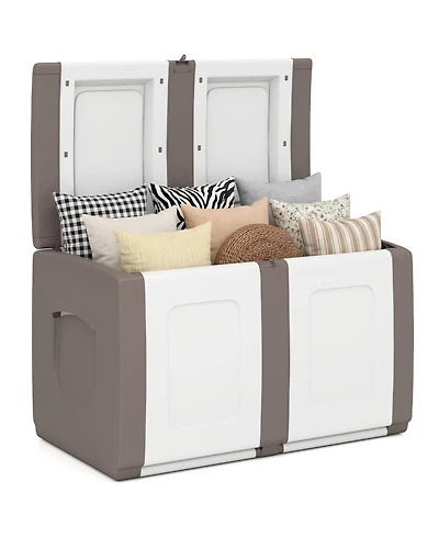 Gymax Deck Box Patio Container w/ Lockable Lid Weatherproof Plastic Storage Bin
