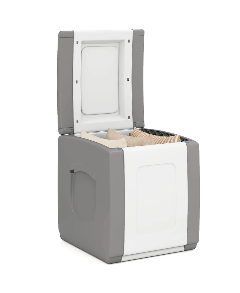Gymax Deck Box Patio Container w/ Lockable Lid Weatherproof Plastic Storage Bin