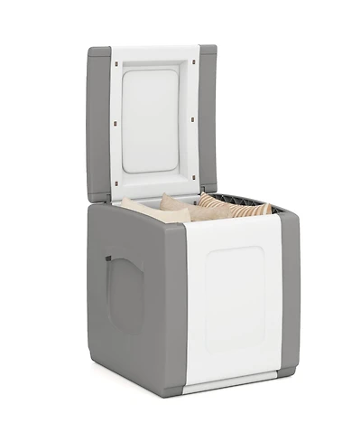 Gymax Deck Box Patio Container w/ Lockable Lid Weatherproof Plastic Storage Bin