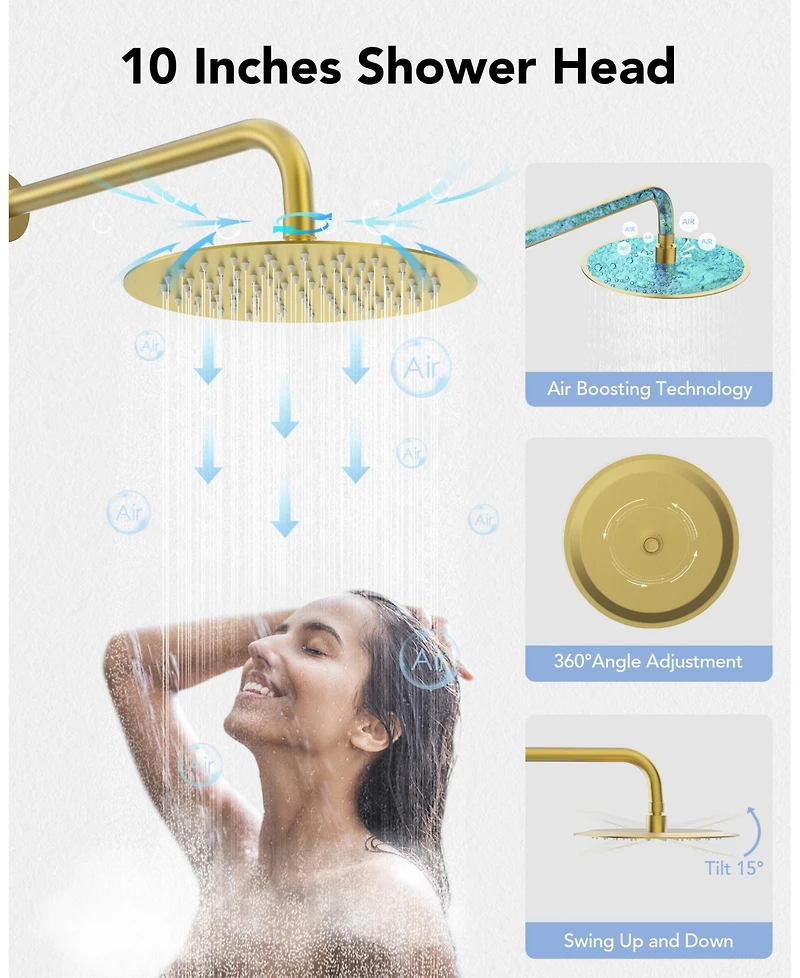 Everstrein Pressure Balance Shower System with 10" Rainfall Faucet and Handheld Spray