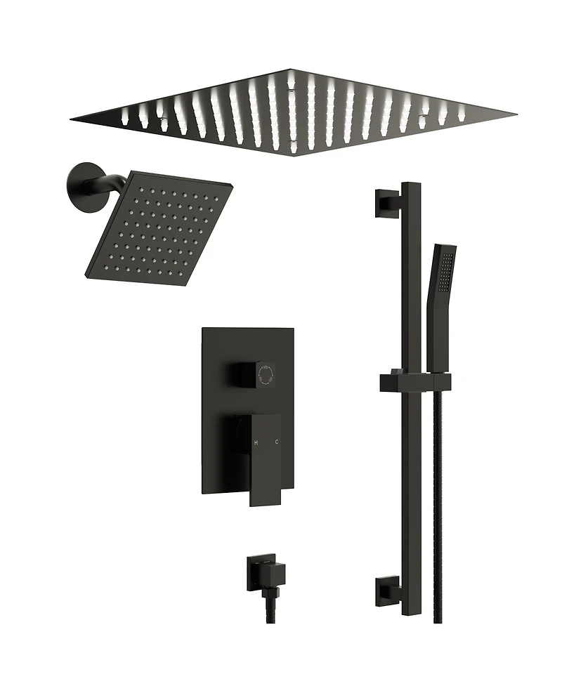 Everstrein Celling Mounted 12 in. Rainfall Led Shower System with 6 in. Shower Head Handheld Shower Faucet Set