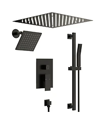 Everstrein Celling Mounted 12 in. Rainfall Led Shower System with 6 in. Shower Head Handheld Shower Faucet Set