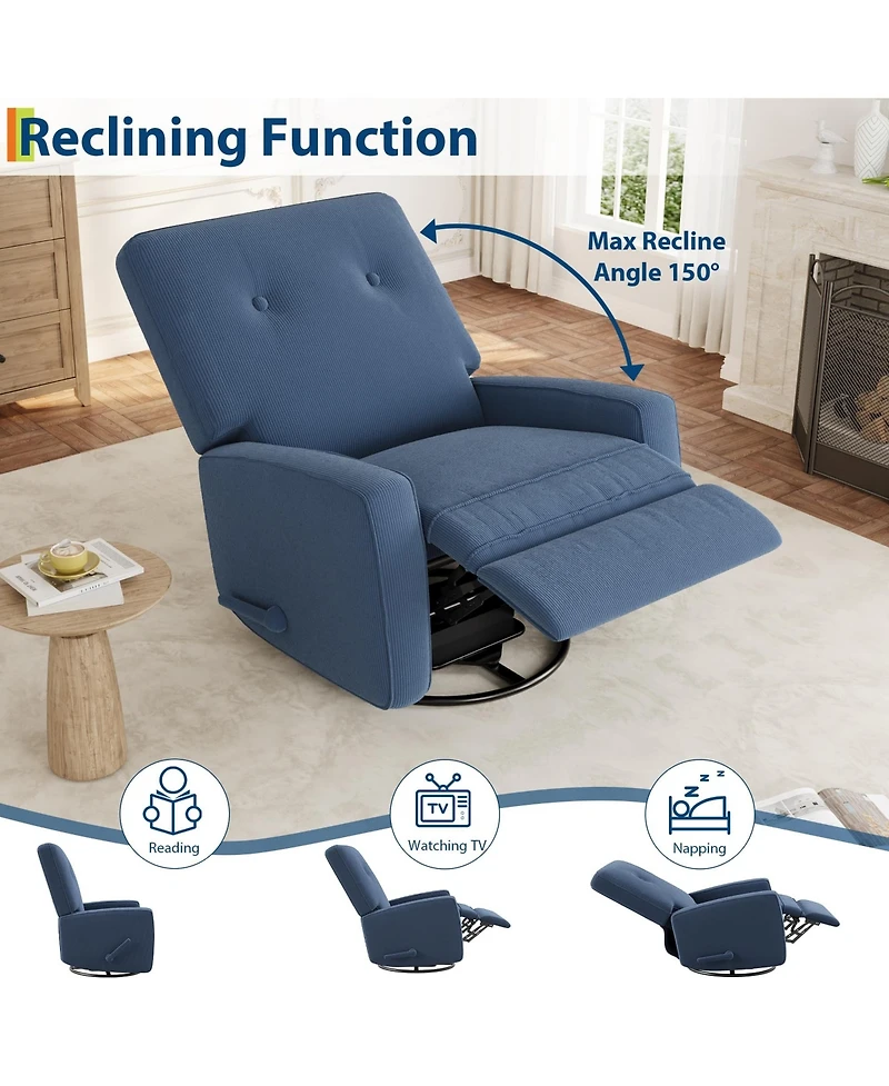 homfan Recliner Chairs, Swivel Rocker Recline, Glider Nursery Chair, Chair for Adults, 360degree(s)Swivel Rocking