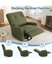 homfan Recliner Chairs, Swivel Rocker Recline, Glider Recliner Nursery Chair, Recliner Chair for Adults, 360degree(s)Swivel Glider Rocking Chair