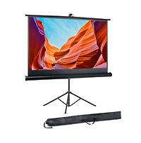 Pyle Universal 60-Inch Tripod Screen - Floor Standing Portable Fold-Out Roll-Up Tripod Manual Projector Screen