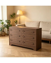 gaomon 6-Drawer Wood Dresser with Handles - Sturdy Vertical Storage Chest for Bedroom, Hallway, Closet Modern Wooden Tower Drawer Unit