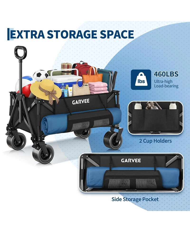 gaomon 460LBS Weight Capacity Foldable Wagon Carts for Outdoor Storage, Groceries, Shopping, Camping, Sports