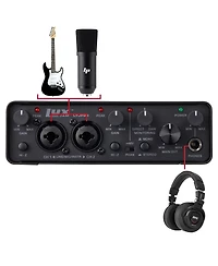 Lyxjam 2x2 Usb Audio Interface Studio Bundle - Asio DriverEris 3.5 Monitors, Bluetooth Midi Pad, Mic and Headphones