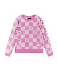 Andy & Evan Big Girls Checkered Bow Terry Pull-Over and Short Set